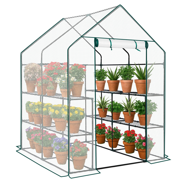 Mini Invernadero Walk-In 8 Estantes con Cubierta PE 56x56x77"