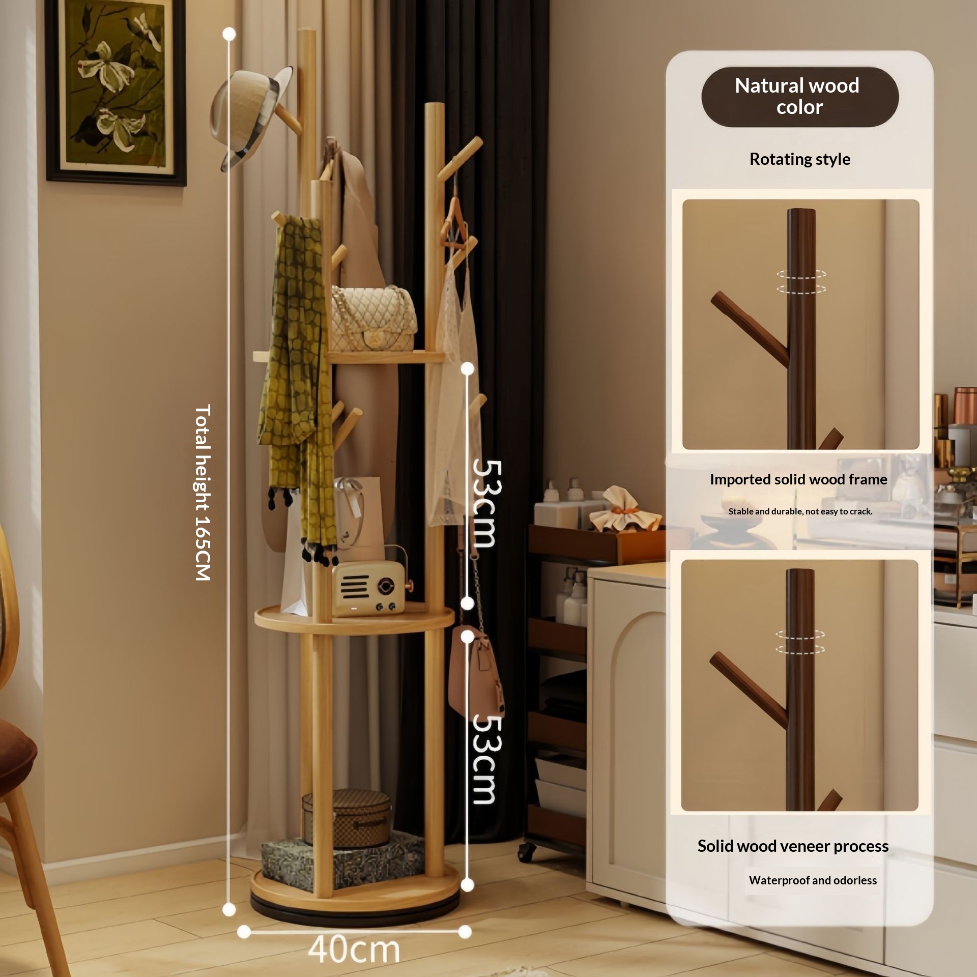 Perchero giratorio 3 niveles – estilo y orden en casa · Rotating Style