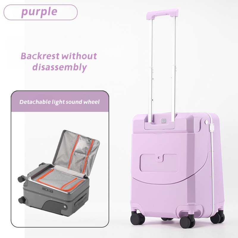 Maleta infantil con asiento y ruedas 360° | 20" POP! · Purple · 20 inch