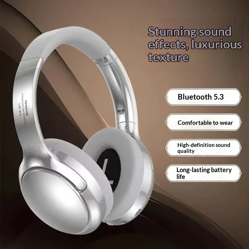 Auriculares Retro Over-Ear 901 Estilo Americano Vintage · Silver