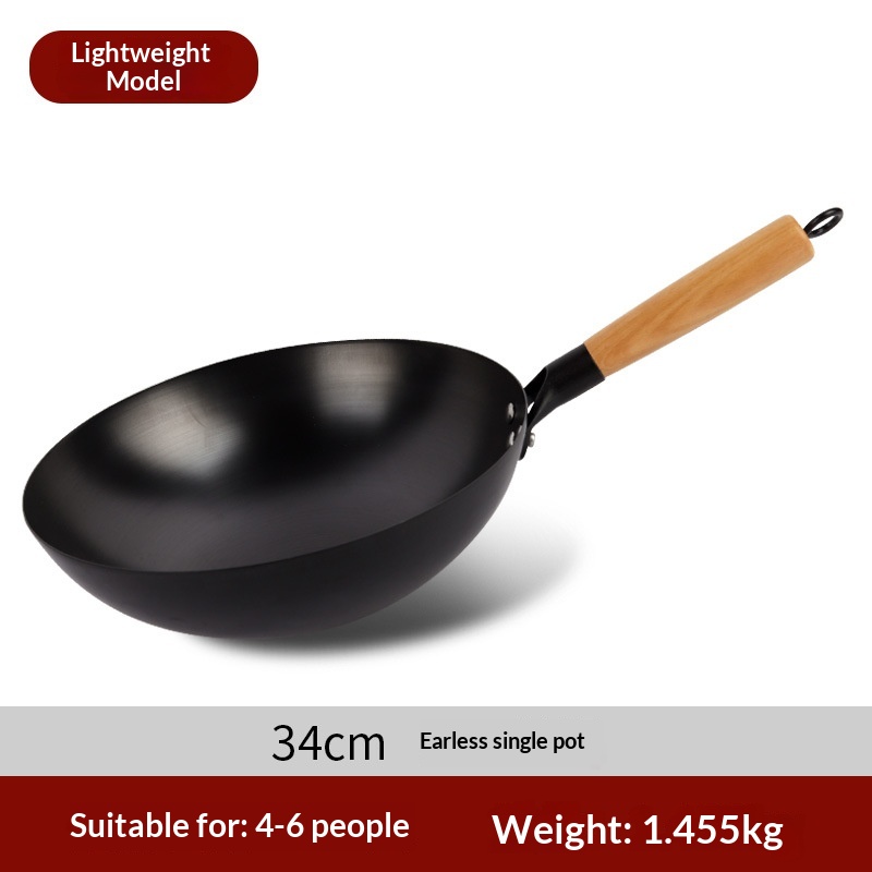Wok de hierro forjado para saltear | Sin recubrimiento · 34cm