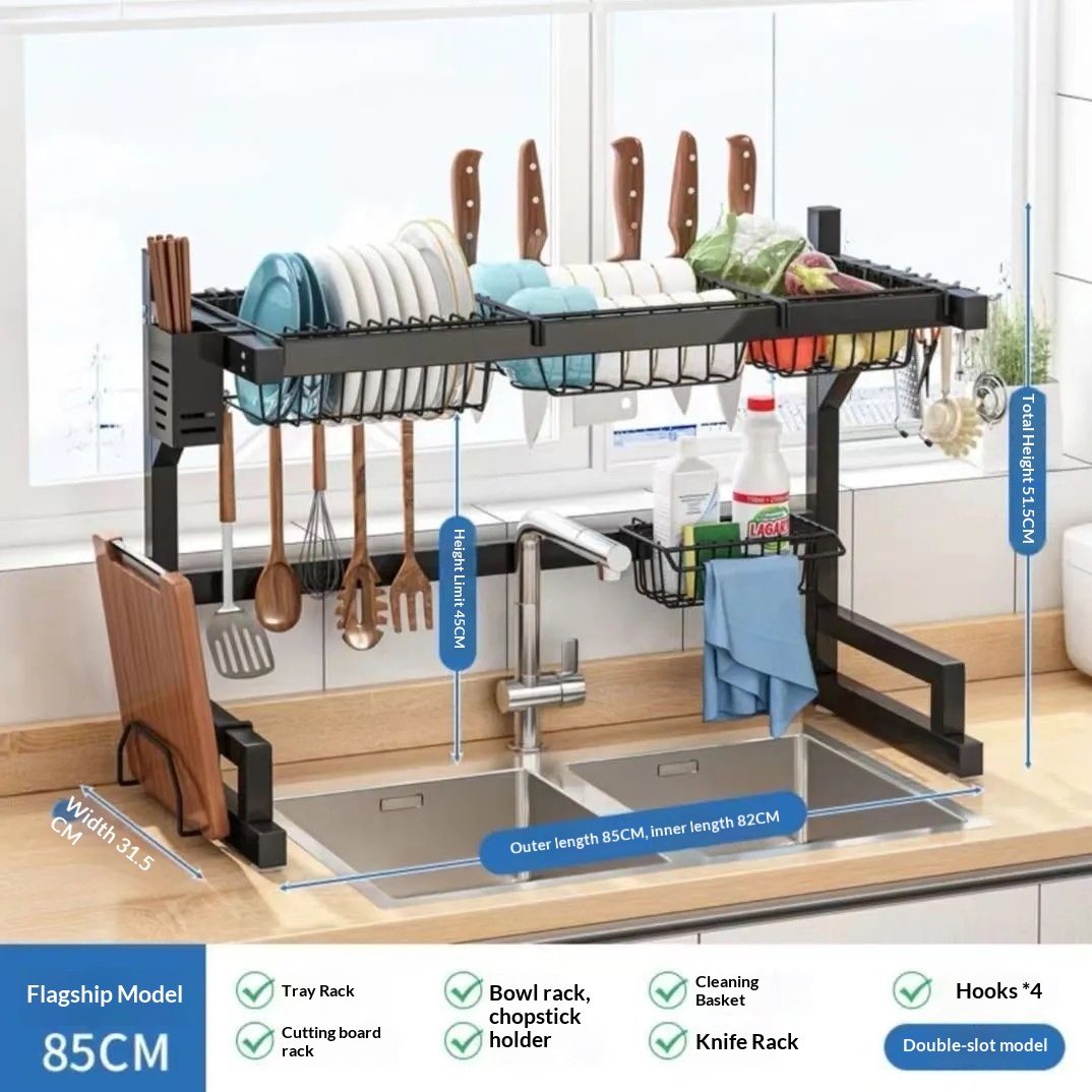 Escurridor de cocina multifunción con soporte · 85CM · Single layer