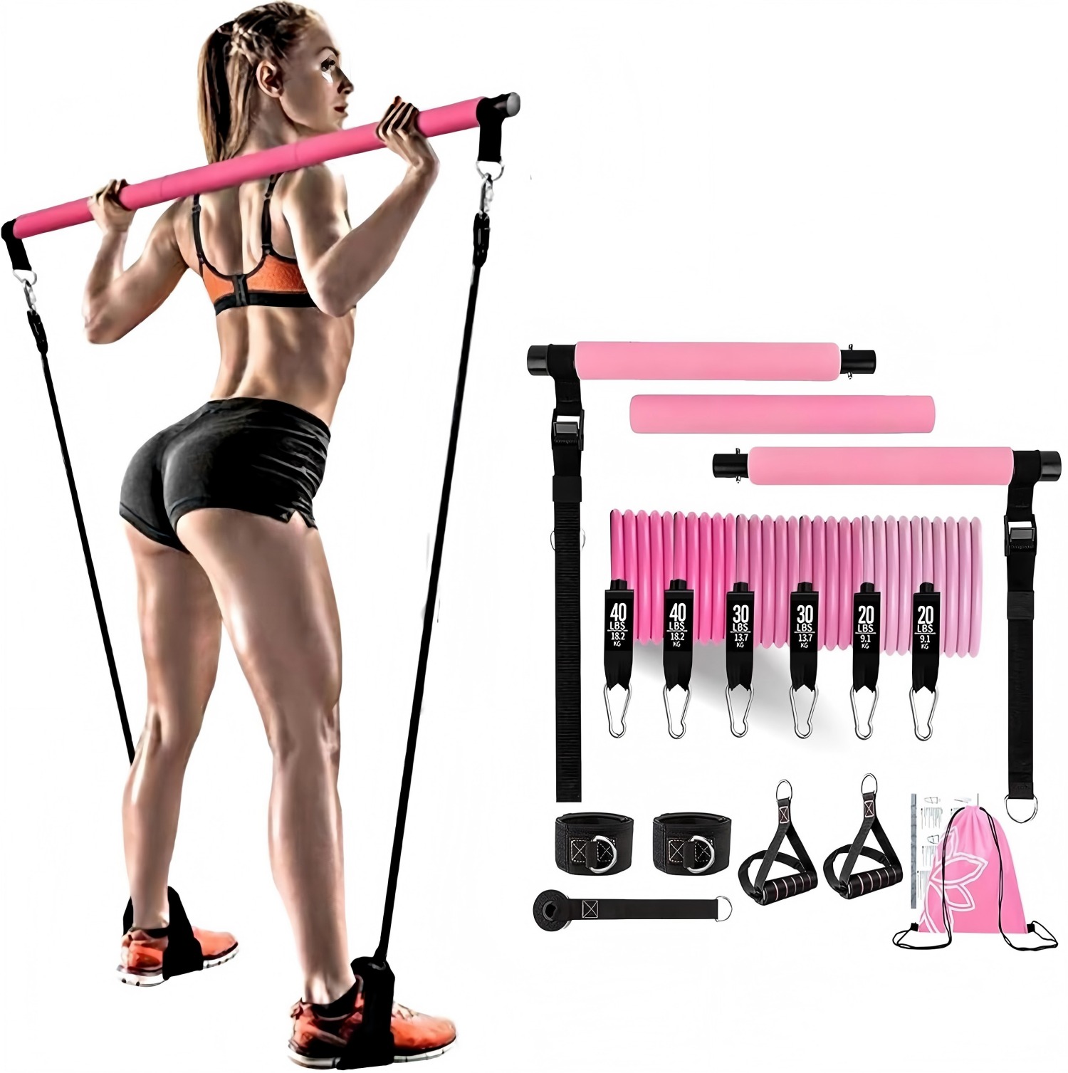 Kit Pilates con 6 Bandas de Resistencia para Entrenamiento
