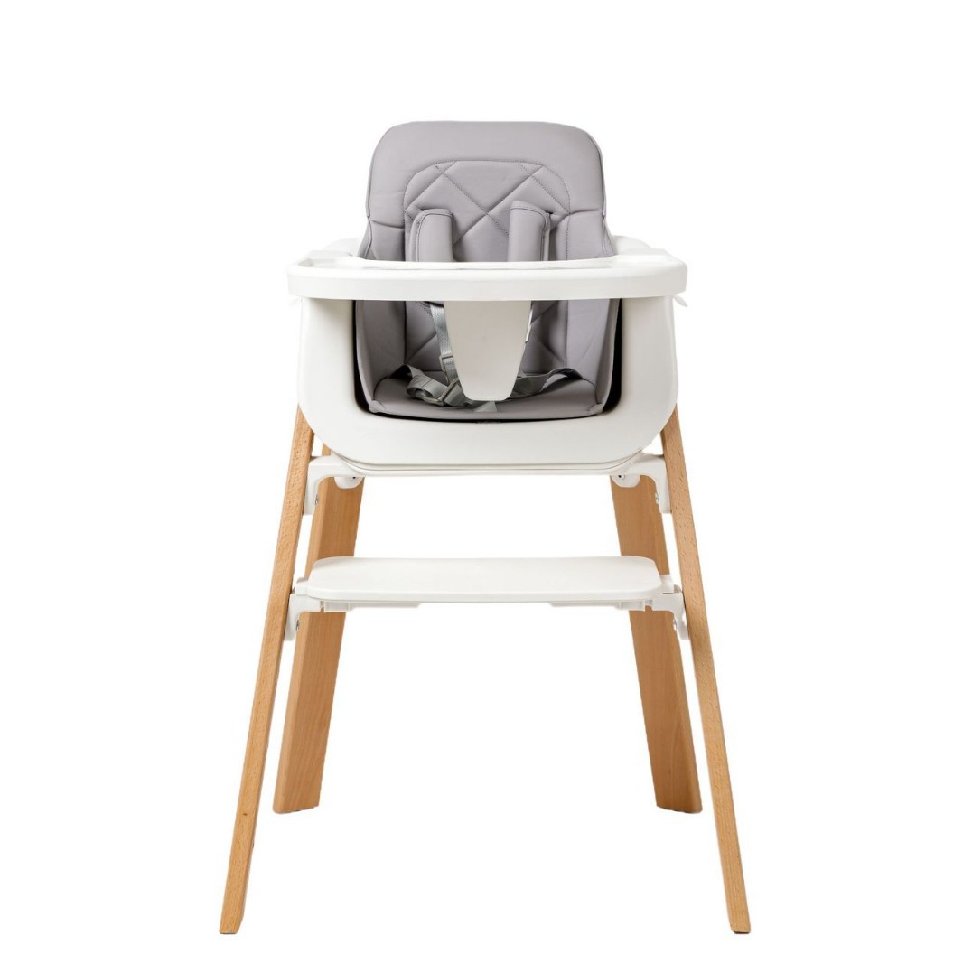 Trona de madera ajustable para bebé desde 6 meses · Dark Gray Set