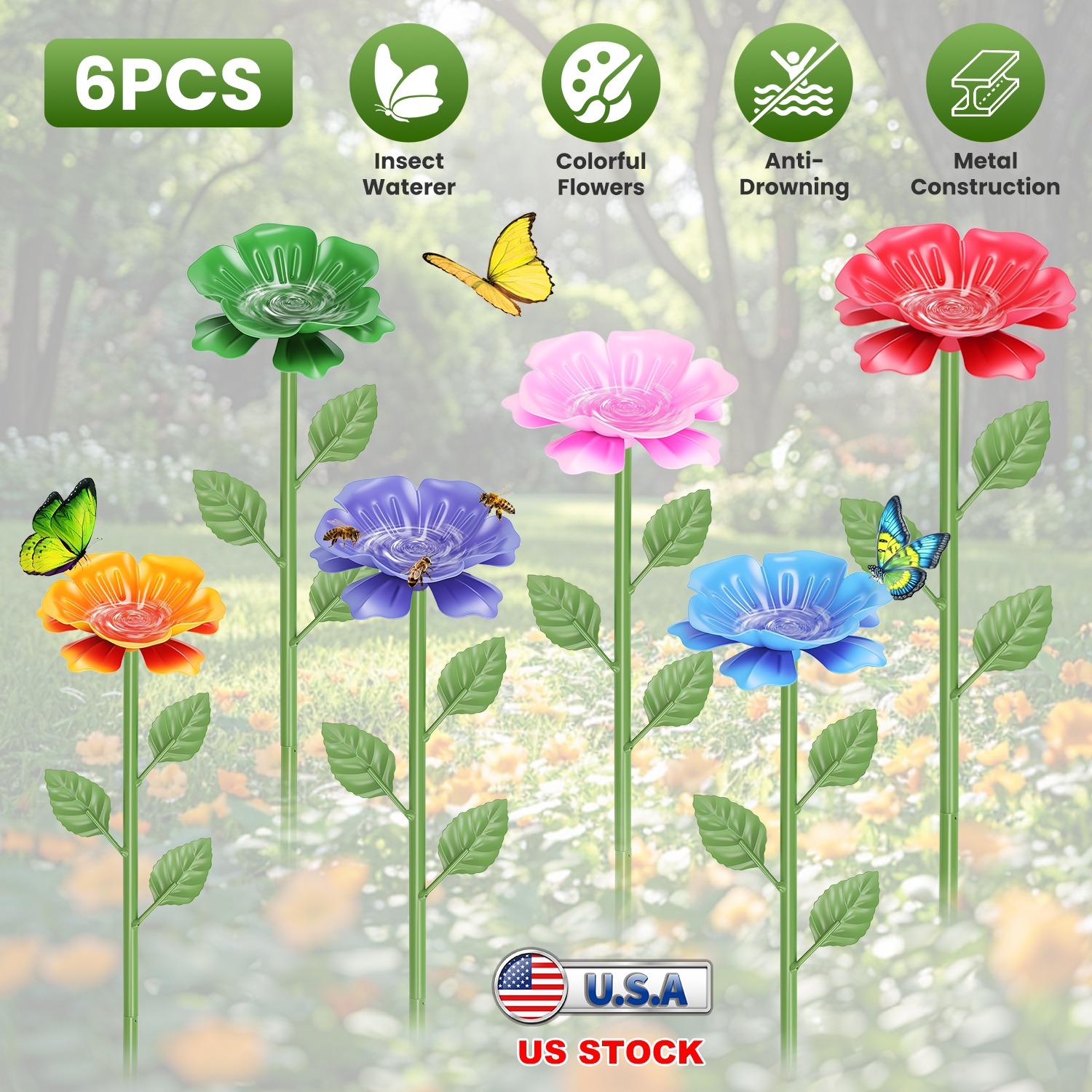 Pack 6 Bebederos Metálicos para Abejas y Polinizadores