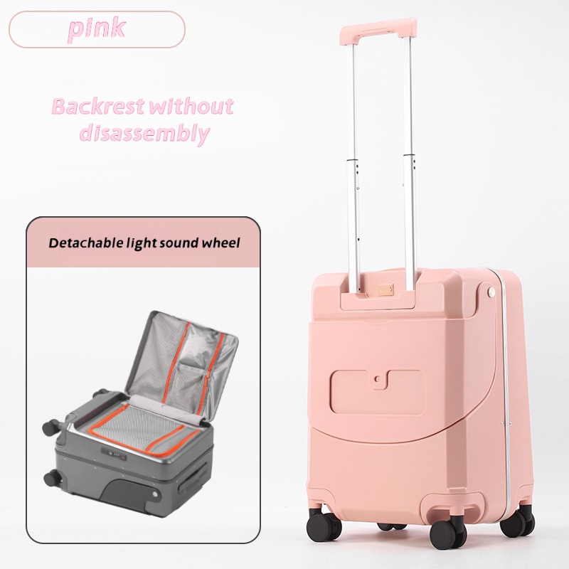 Maleta Infantil 20" con Asiento, USB y Ruedas 360° | NUVOLA · Pink · 20 inch