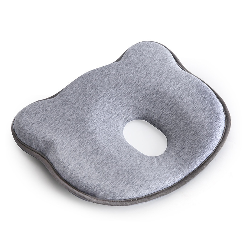 Almohada para bebé con diseño nube · algodón y memory foam · Flower Gray · 26X23X2.5cm