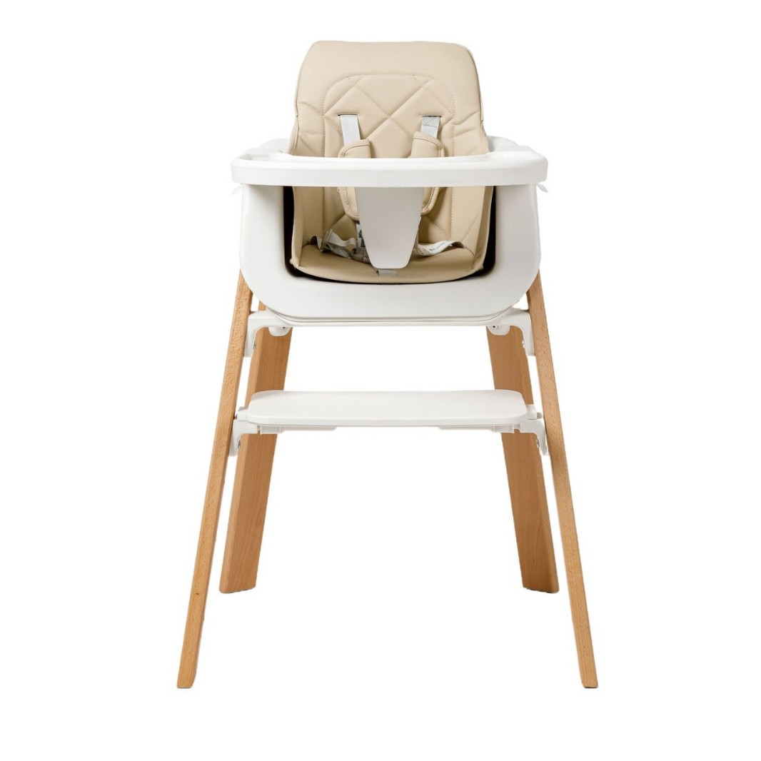 Trona de madera ajustable para bebés desde 6 meses · Champagne Complete Set