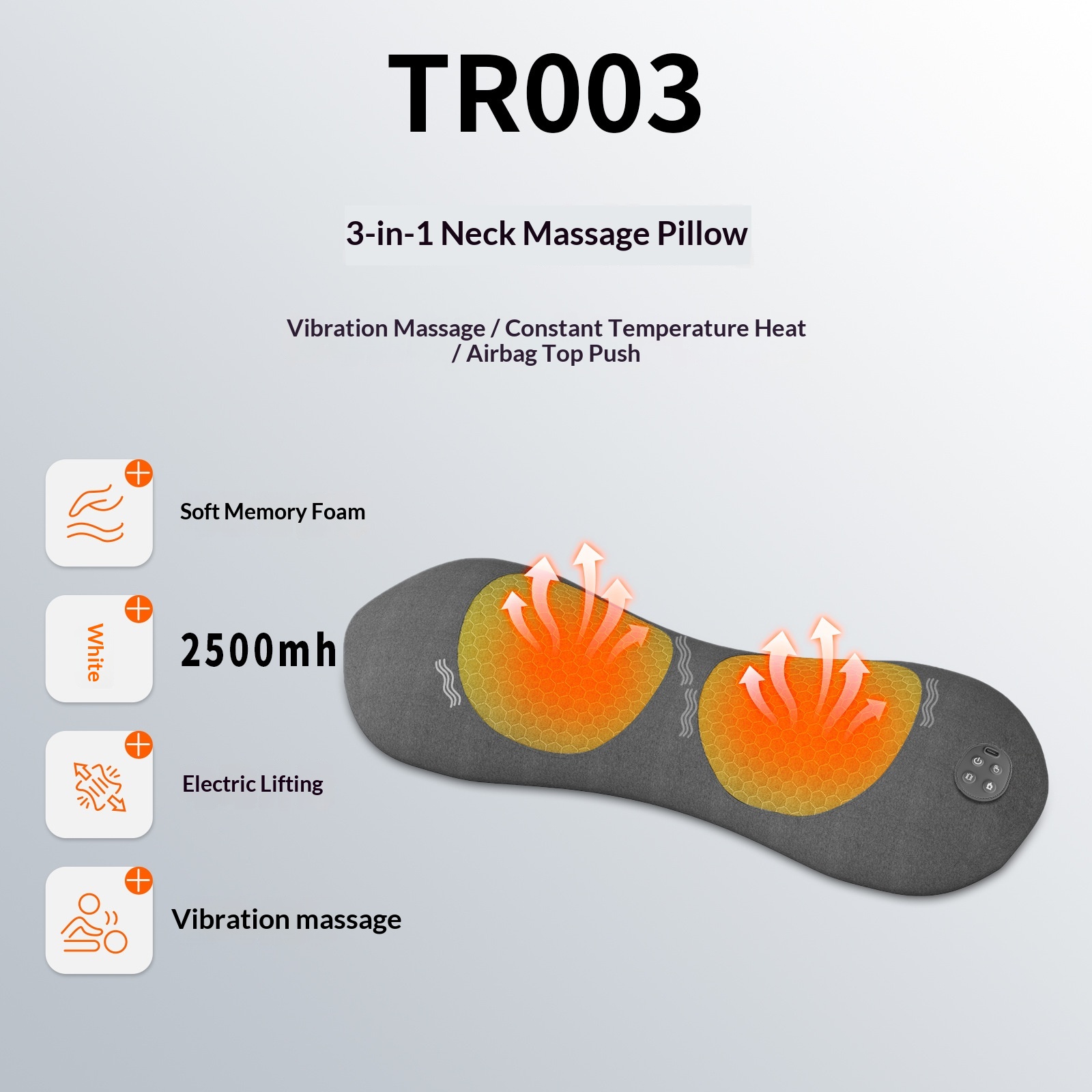 Almohada masajeadora con calor y vibración – Sereno · TR003