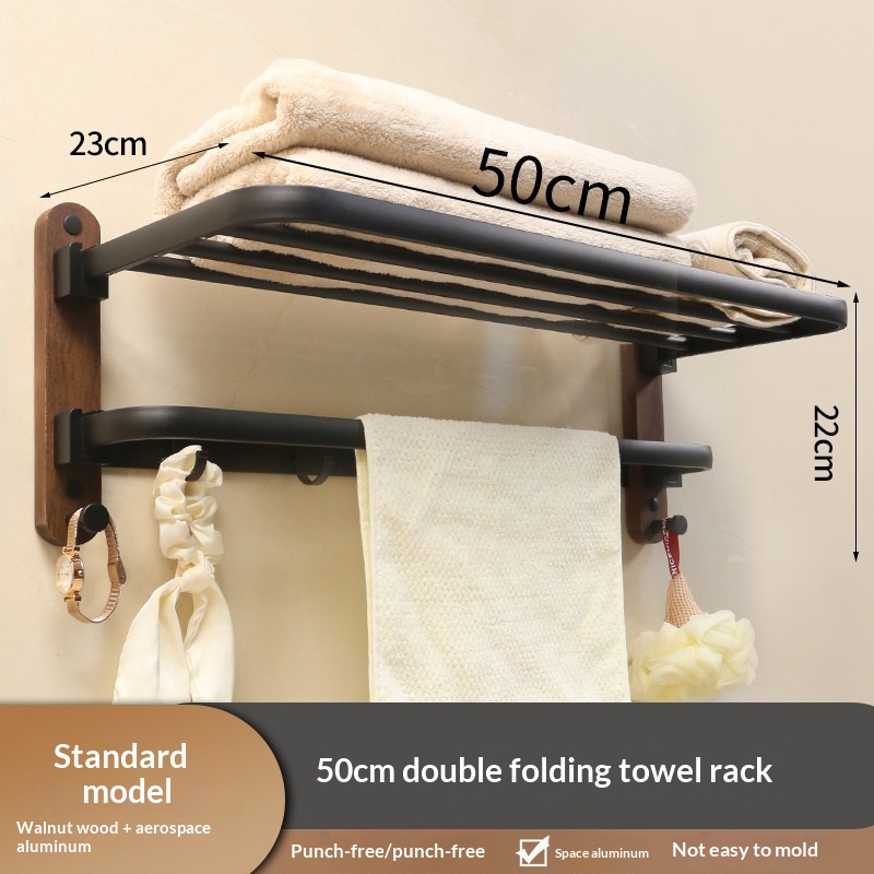 Toallero doble plegable nogal – sin taladro | Sereno · Standard Version